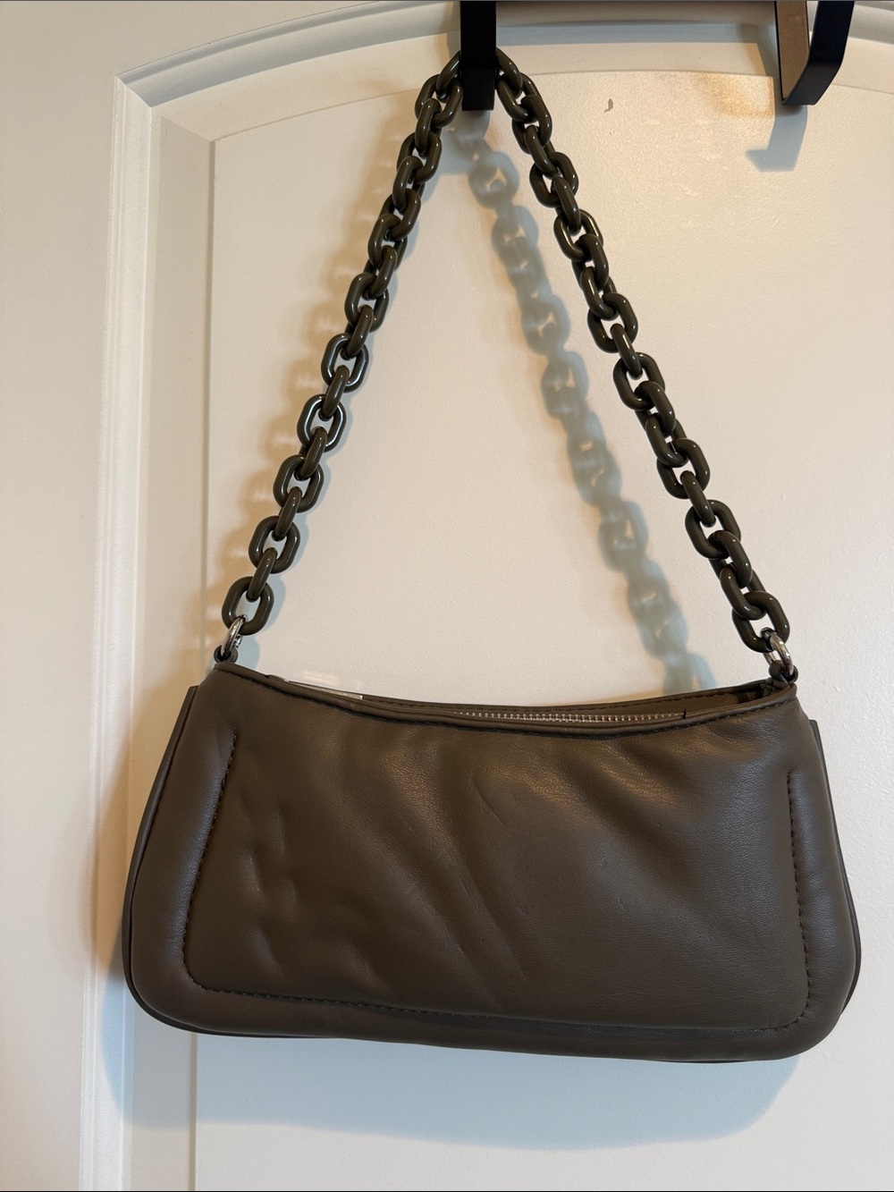 Zara Dark green Shoulder Bag with Chunky Chain Strap